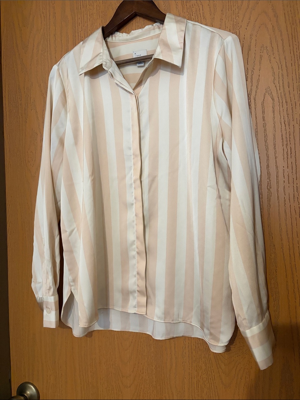 a new day Beige and White Striped Button-Down Shirt